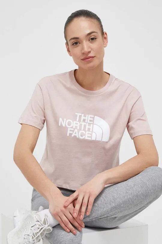 ροζ Βαμβακερό μπλουζάκι The North Face Γυναικεία