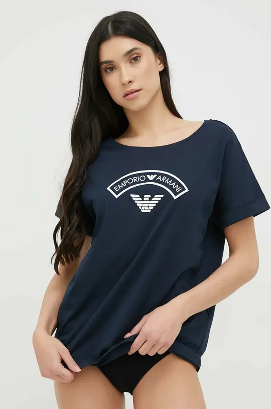тёмно-синий Хлопковая футболка lounge Emporio Armani Underwear Женский