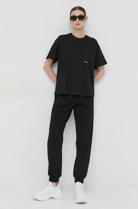 Βαμβακερό μπλουζάκι Trussardi μαύρο