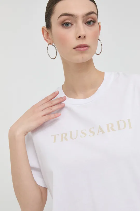 белый Хлопковая футболка Trussardi Женский