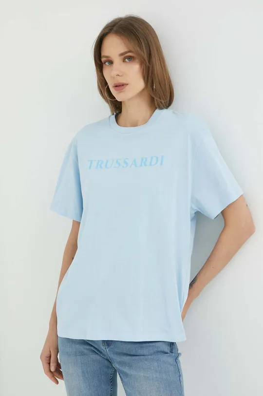 kék Trussardi pamut póló Női