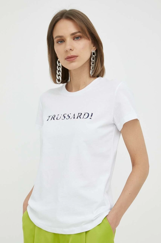 λευκό Βαμβακερό μπλουζάκι Trussardi Γυναικεία