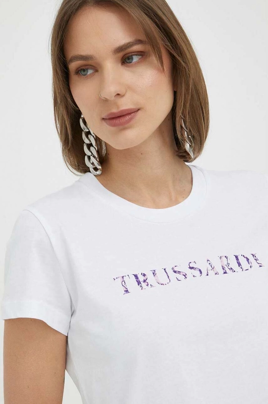 biały Trussardi t-shirt bawełniany Damski