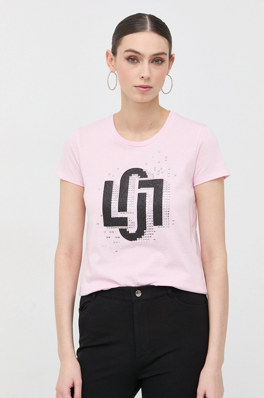 Liu Jo t-shirt bawełniany różowy