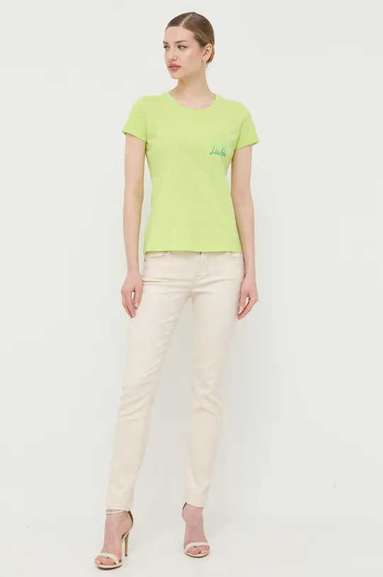 Bombažna kratka majica Liu Jo zelena