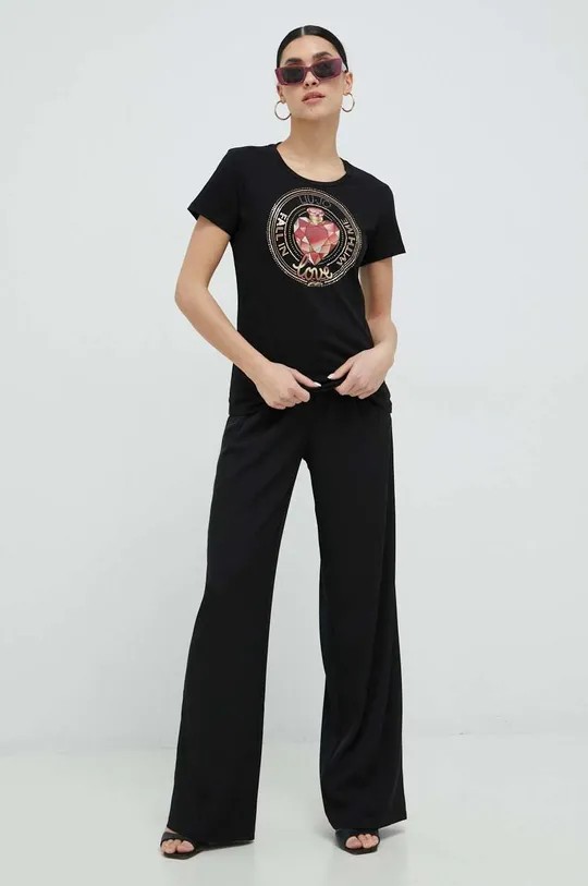 Βαμβακερό μπλουζάκι Liu Jo μαύρο