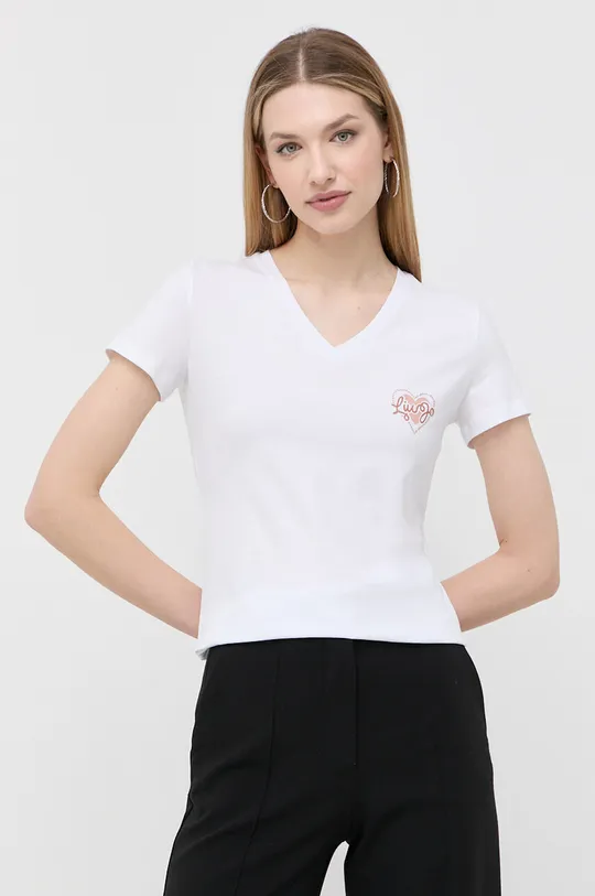 λευκό Βαμβακερό μπλουζάκι Liu Jo