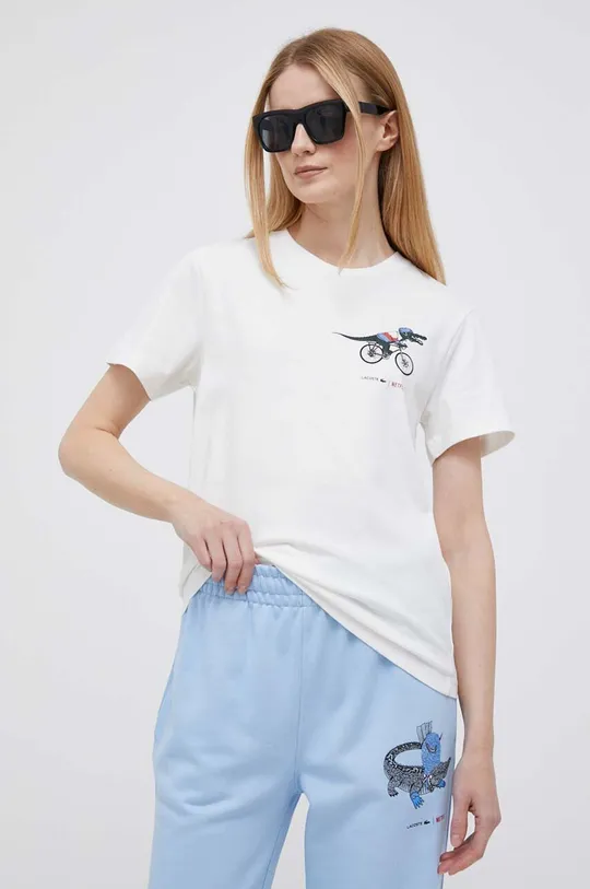 white Lacoste cotton T-shirt Lacoste x Netflix