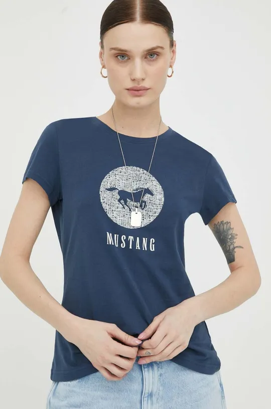 σκούρο μπλε Βαμβακερό μπλουζάκι Mustang