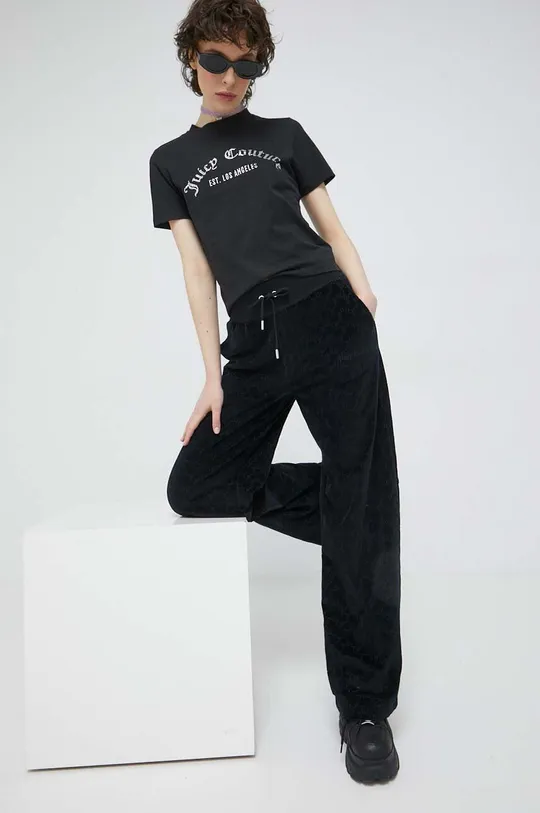 Βαμβακερό μπλουζάκι Juicy Couture μαύρο