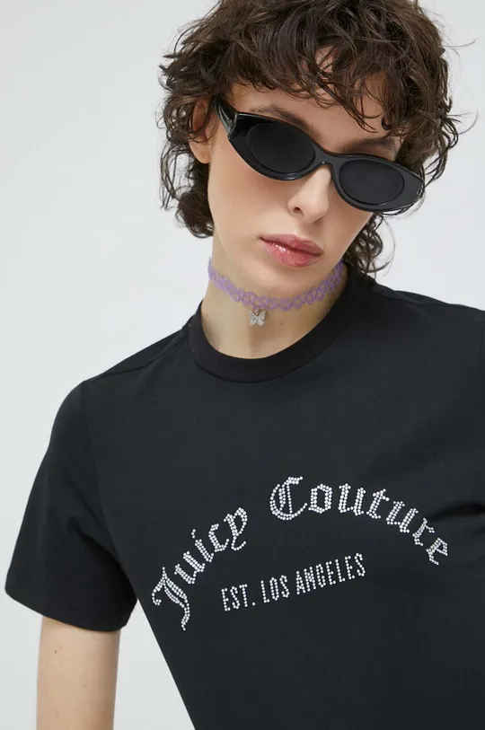 μαύρο Βαμβακερό μπλουζάκι Juicy Couture