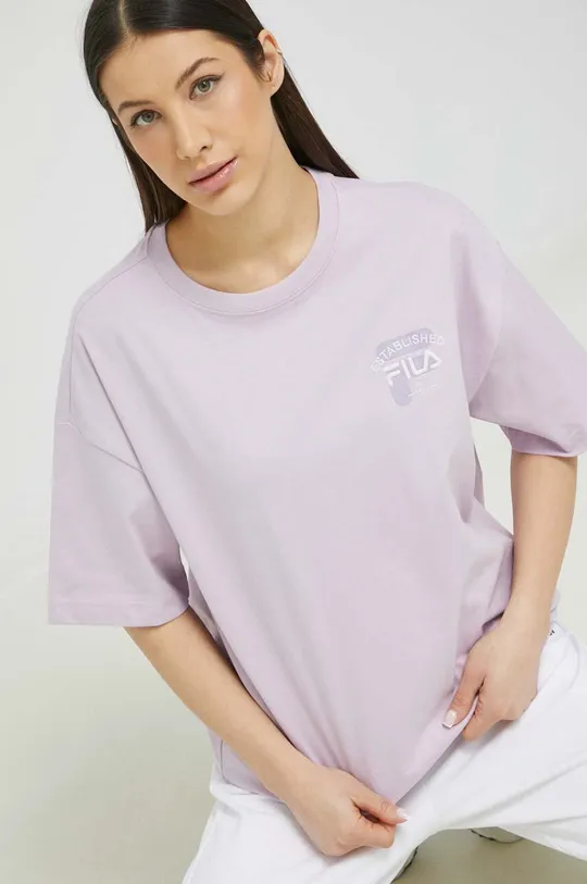 vijolična Bombažna kratka majica Fila Ženski