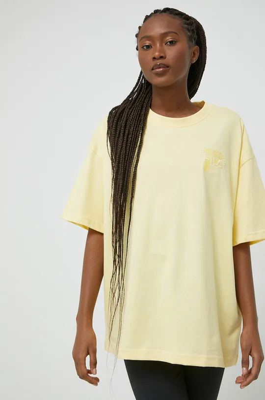 rumena Bombažna kratka majica Fila Ženski