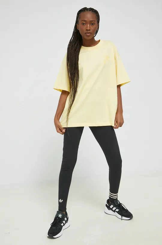 Βαμβακερό μπλουζάκι Fila κίτρινο