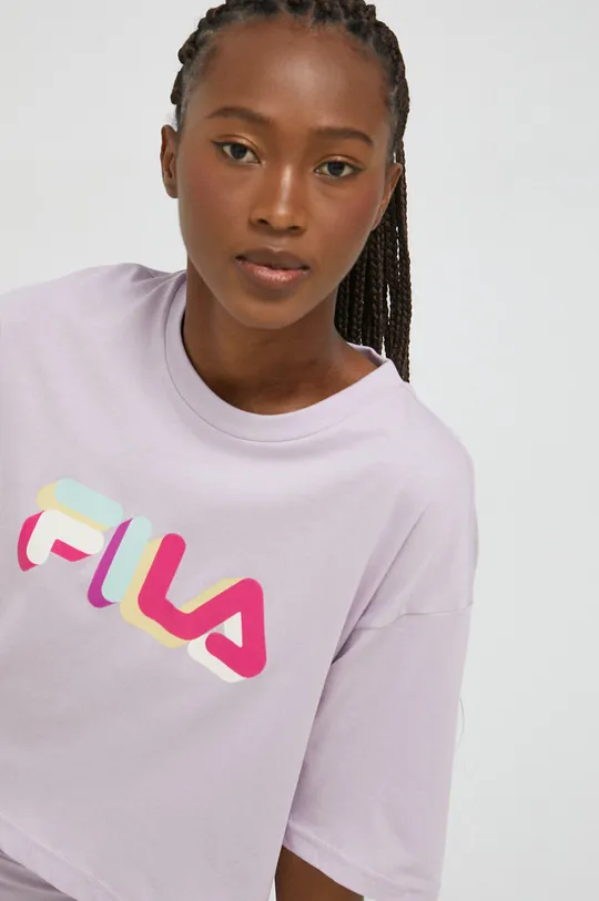 fioletowy Fila t-shirt bawełniany