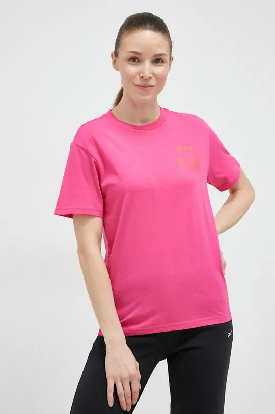 ροζ Βαμβακερό μπλουζάκι Fila