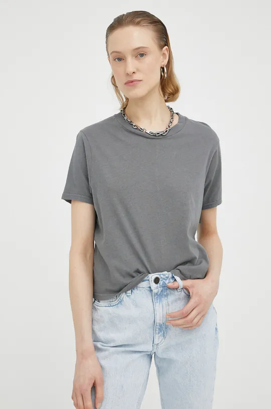 γκρί Μπλουζάκι με λινό μείγμα American Vintage Γυναικεία