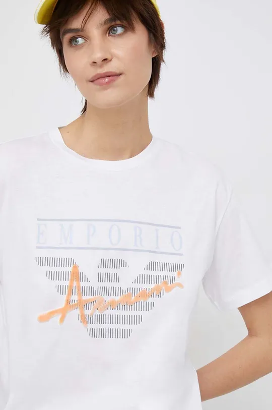 biały Emporio Armani t-shirt bawełniany Damski