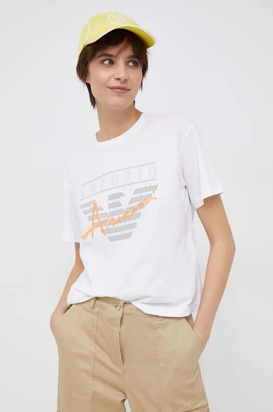 λευκό Βαμβακερό μπλουζάκι Emporio Armani