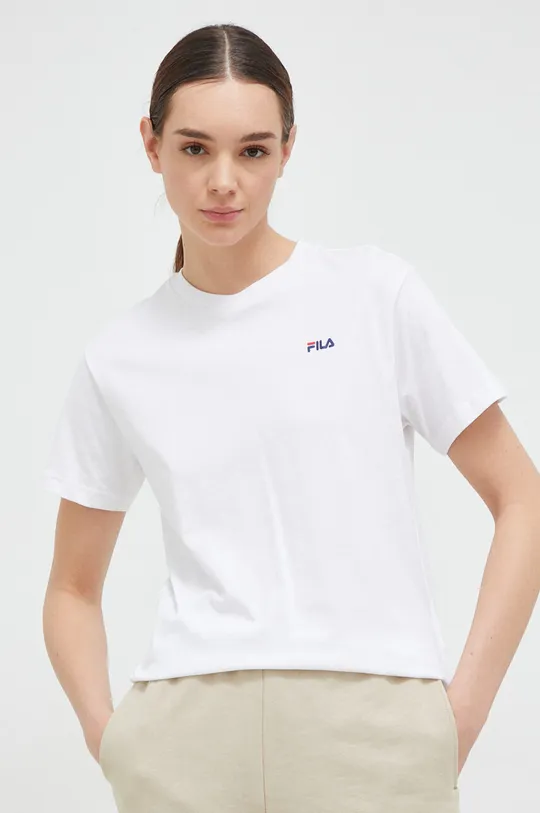 biały Fila t-shirt bawełniany 2-pack Bari Damski