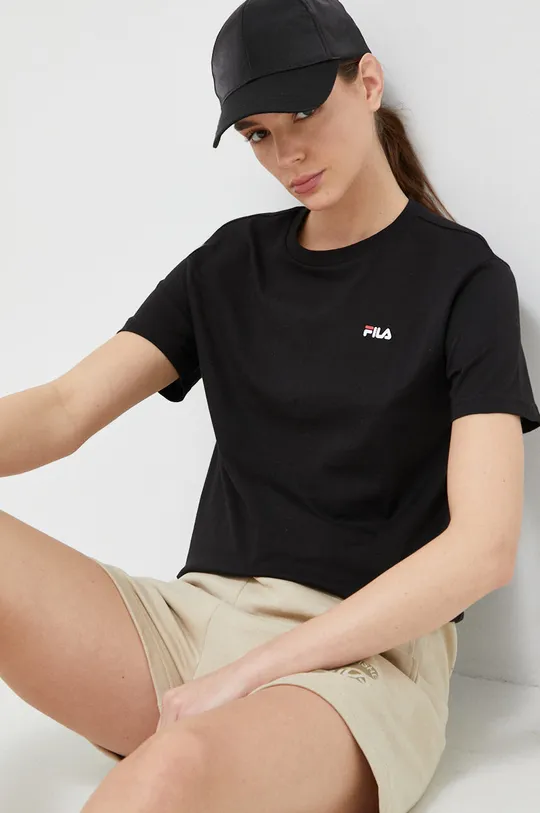 μαύρο Βαμβακερό μπλουζάκι Fila 2-pack Γυναικεία