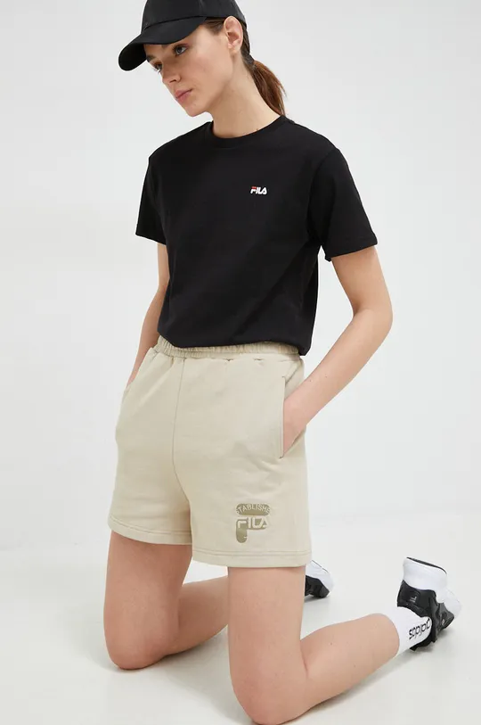 Βαμβακερό μπλουζάκι Fila 2-pack μαύρο