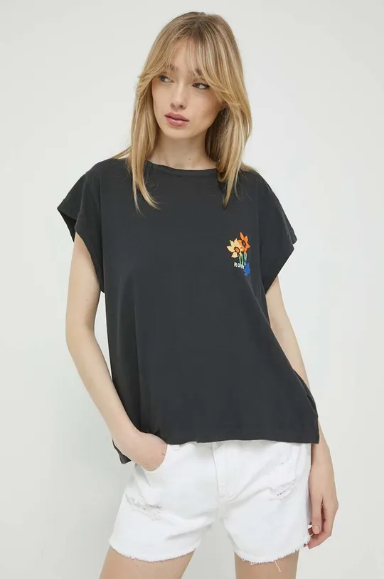γκρί Βαμβακερό μπλουζάκι Roxy Γυναικεία