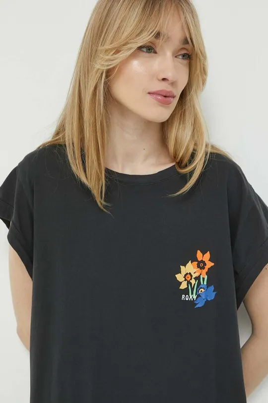 γκρί Βαμβακερό μπλουζάκι Roxy