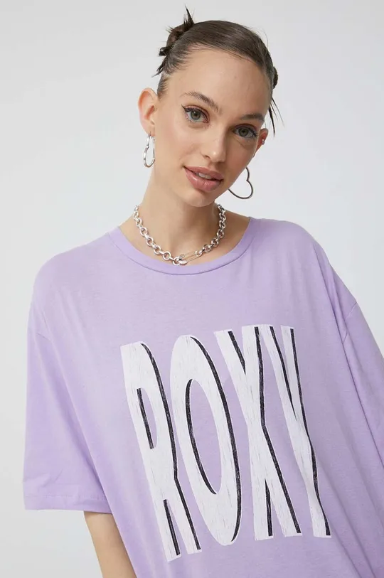 fioletowy Roxy t-shirt bawełniany