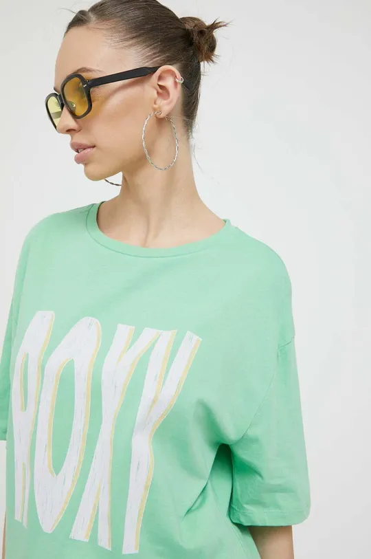 πράσινο Βαμβακερό μπλουζάκι Roxy
