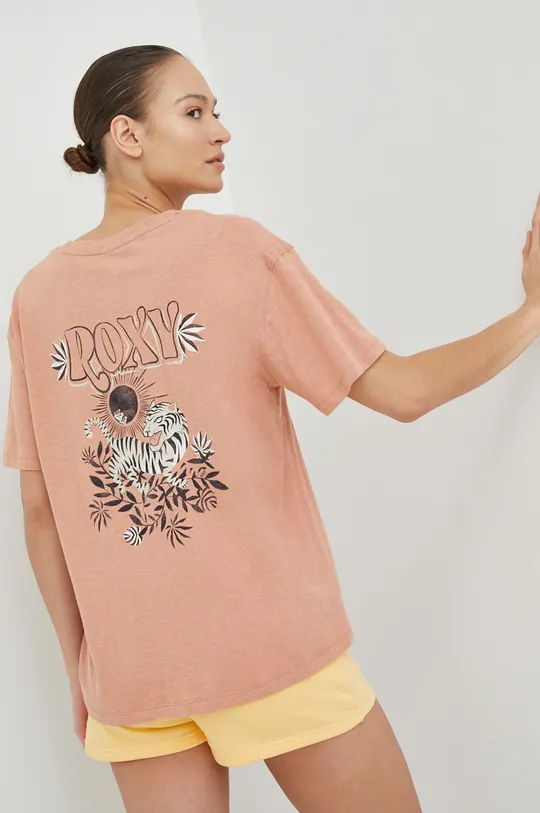 rjava Bombažna kratka majica Roxy Ženski