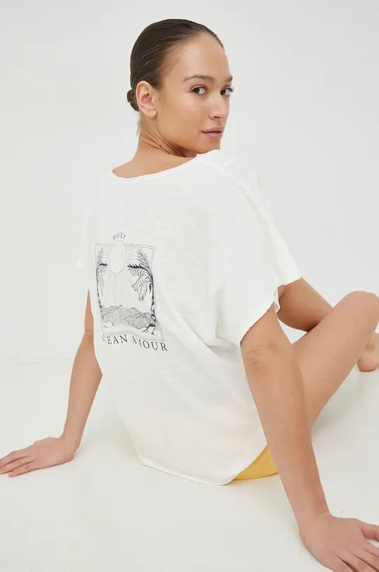 biały Roxy t-shirt bawełniany Damski