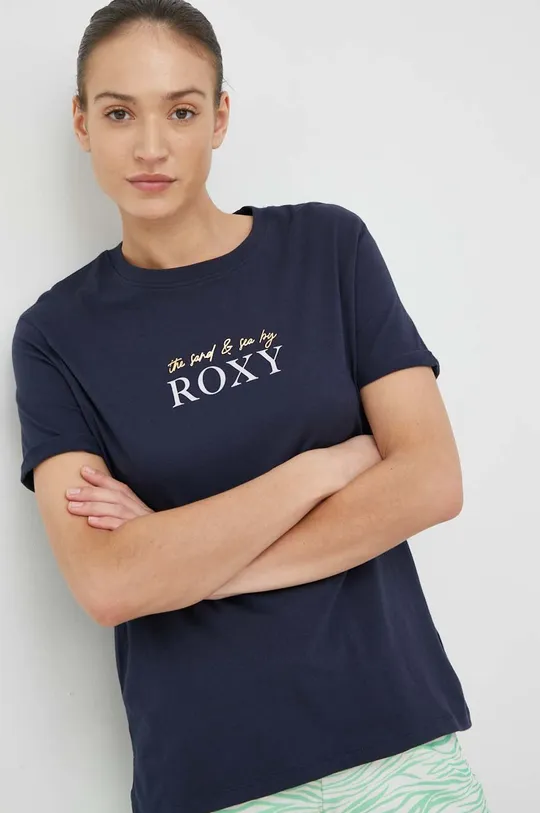 σκούρο μπλε Βαμβακερό μπλουζάκι Roxy Γυναικεία