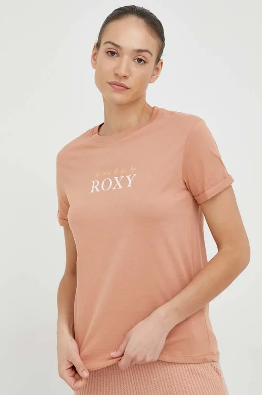καφέ Βαμβακερό μπλουζάκι Roxy