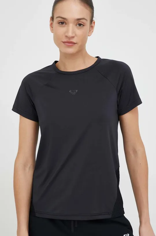 czarny Roxy t-shirt do biegania Tech Damski