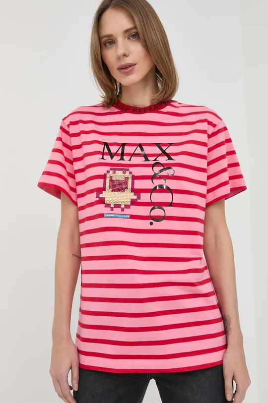 ροζ Βαμβακερό μπλουζάκι MAX&Co. x Tamagotchi Γυναικεία