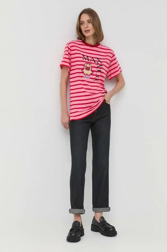 Βαμβακερό μπλουζάκι MAX&Co. x Tamagotchi ροζ