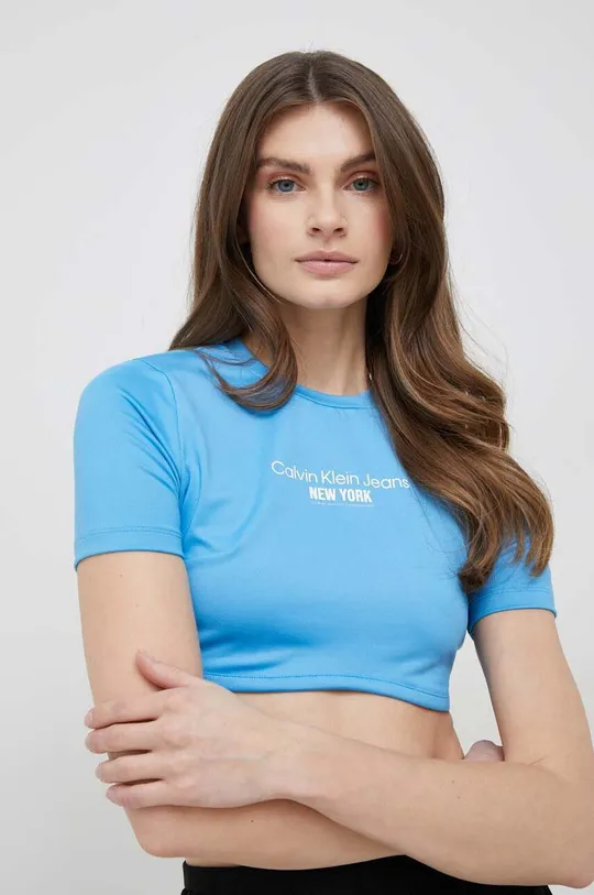 modra Kratka majica Calvin Klein Jeans Ženski