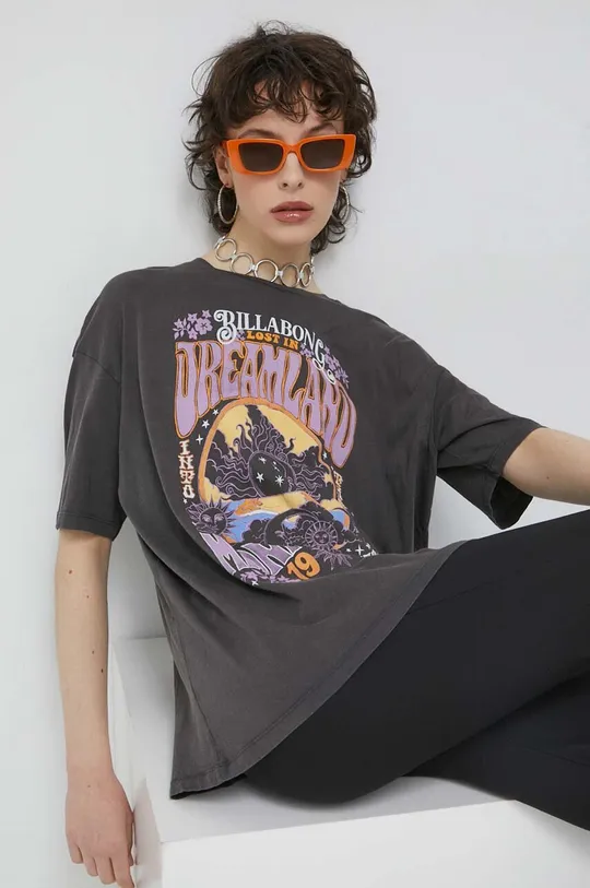siva Bombažna kratka majica Billabong Ženski