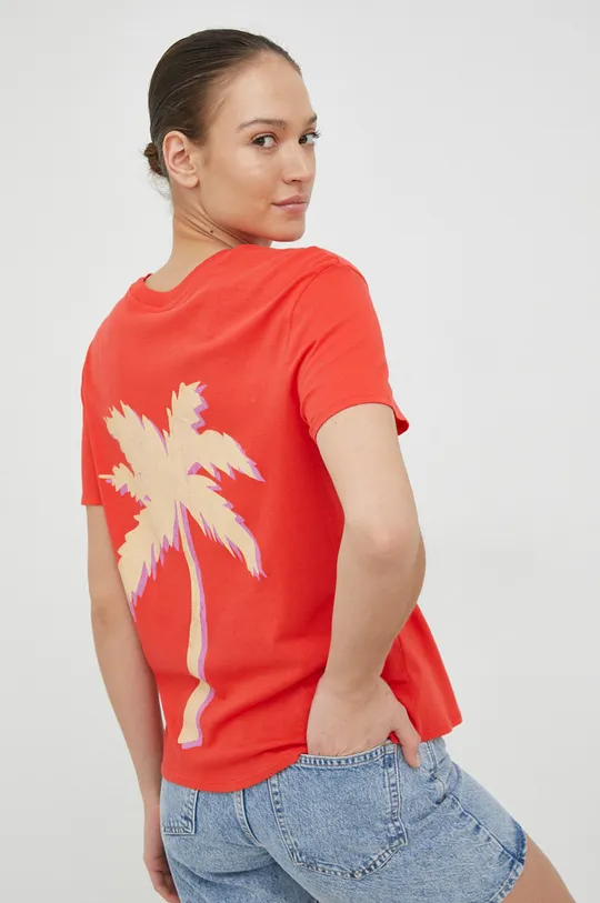 κόκκινο Βαμβακερό μπλουζάκι Billabong Γυναικεία