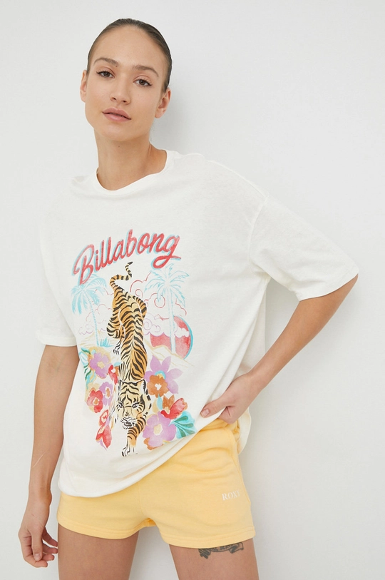 beżowy Billabong t-shirt bawełniany Damski