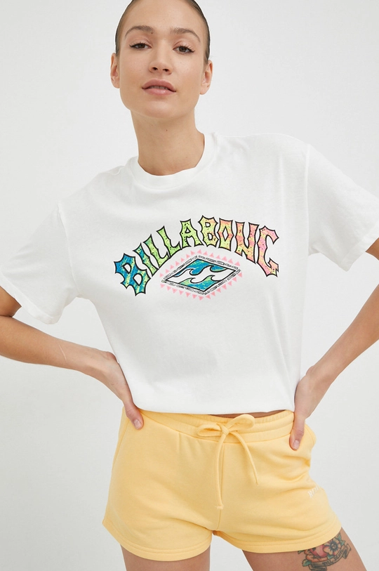 белый Хлопковая футболка Billabong Женский