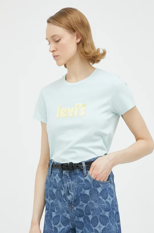 niebieski Levi's t-shirt bawełniany Damski