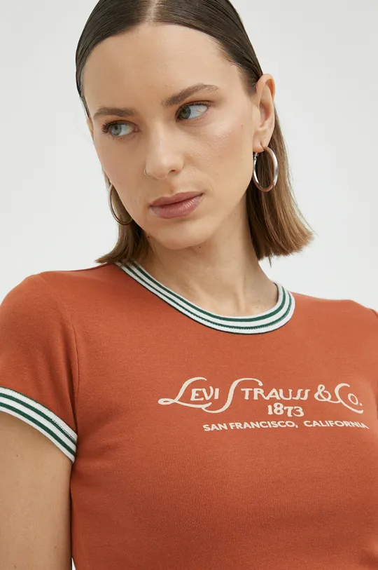 καφέ Βαμβακερό μπλουζάκι Levi's