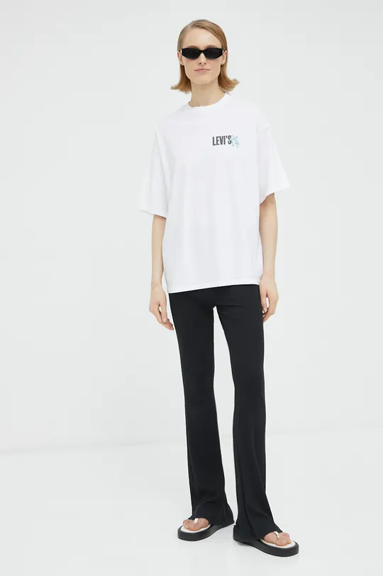 Βαμβακερό μπλουζάκι Levi's λευκό