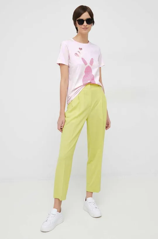 Βαμβακερό μπλουζάκι Pennyblack ροζ