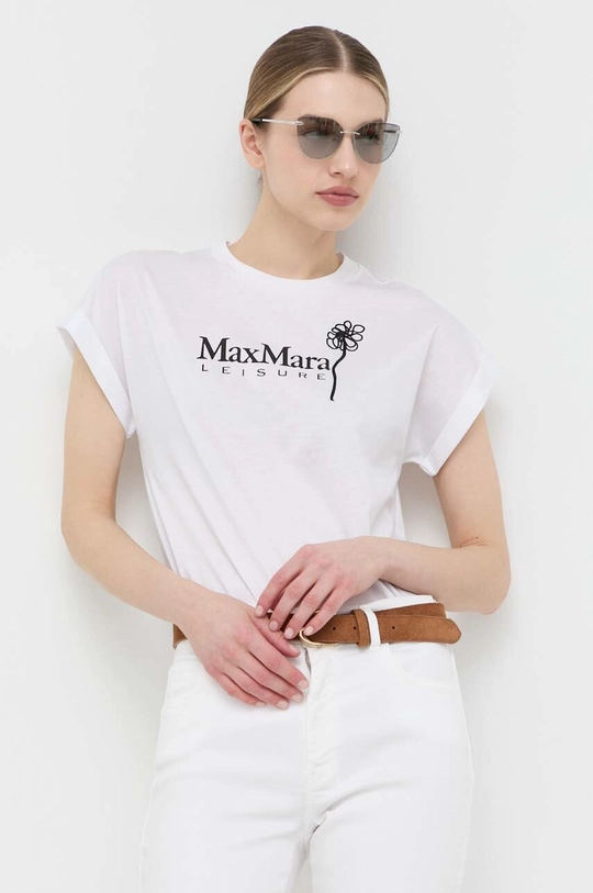 белый Хлопковая футболка Max Mara Leisure Женский