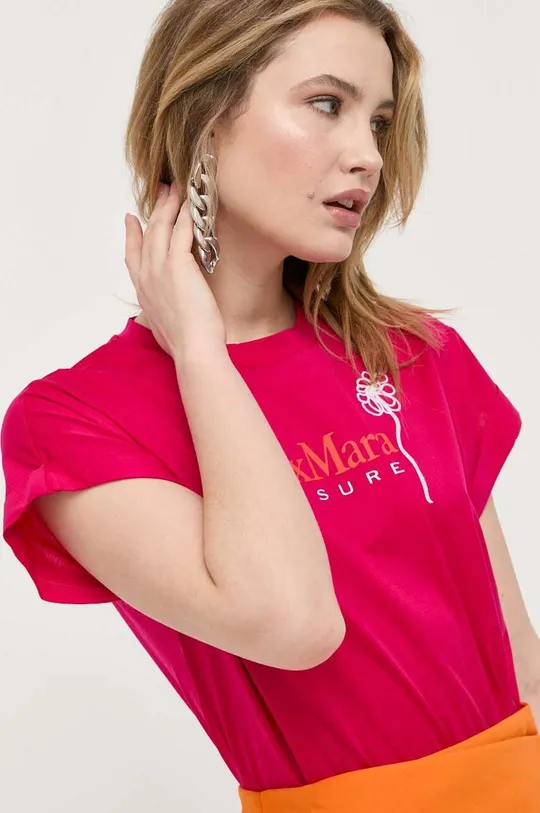 różowy Max Mara Leisure t-shirt bawełniany