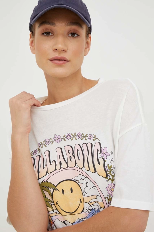 biały Billabong t-shirt bawełniany X SMILEY