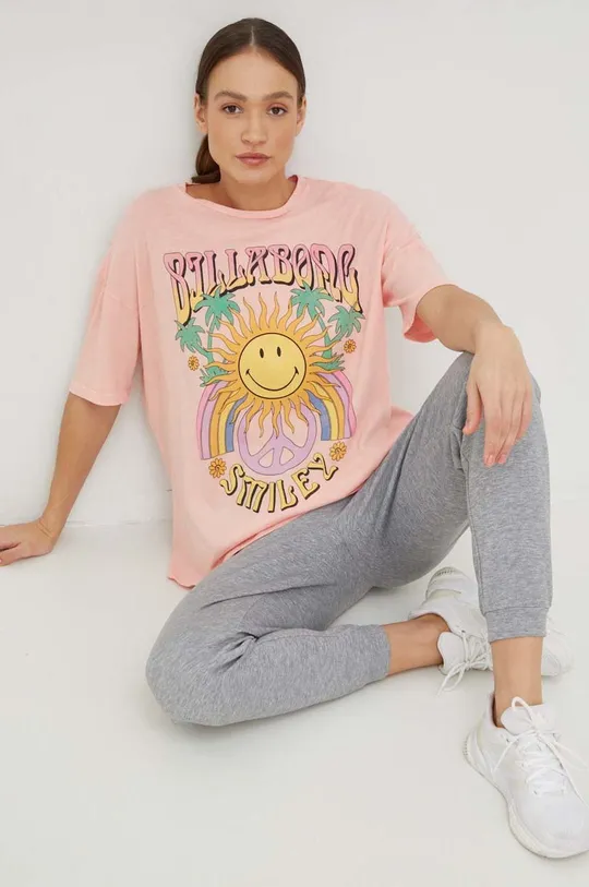 pomarańczowy Billabong t-shirt bawełniany X SMILEY Damski